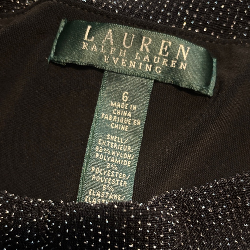 Lauren Ralph Lauren One-Shoulder Black Sparkle Cocktail Dress - Picture 5 of 6